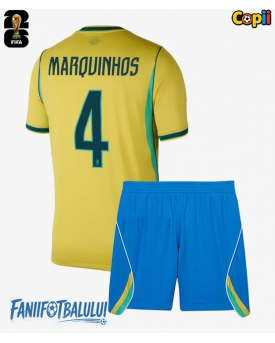 Brazilia Marquinhos #4 Echipament de Fotbal Replică Mondial 2026 Copii Acasa (+ Șorturi)
